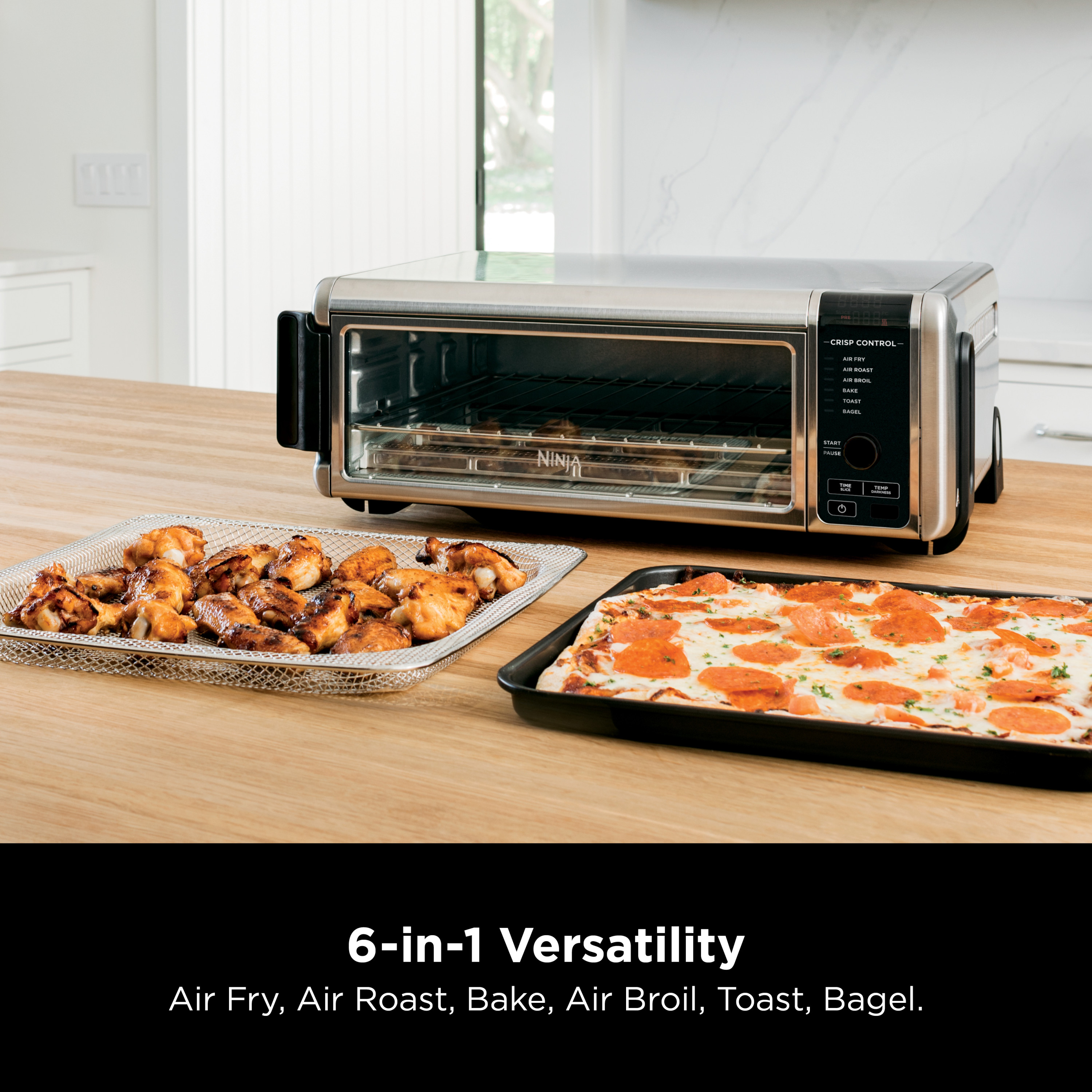 Ninja Foodi 6-in-1 Digital Air Fry， Large Toaster Oven， Flip-Away， SP080