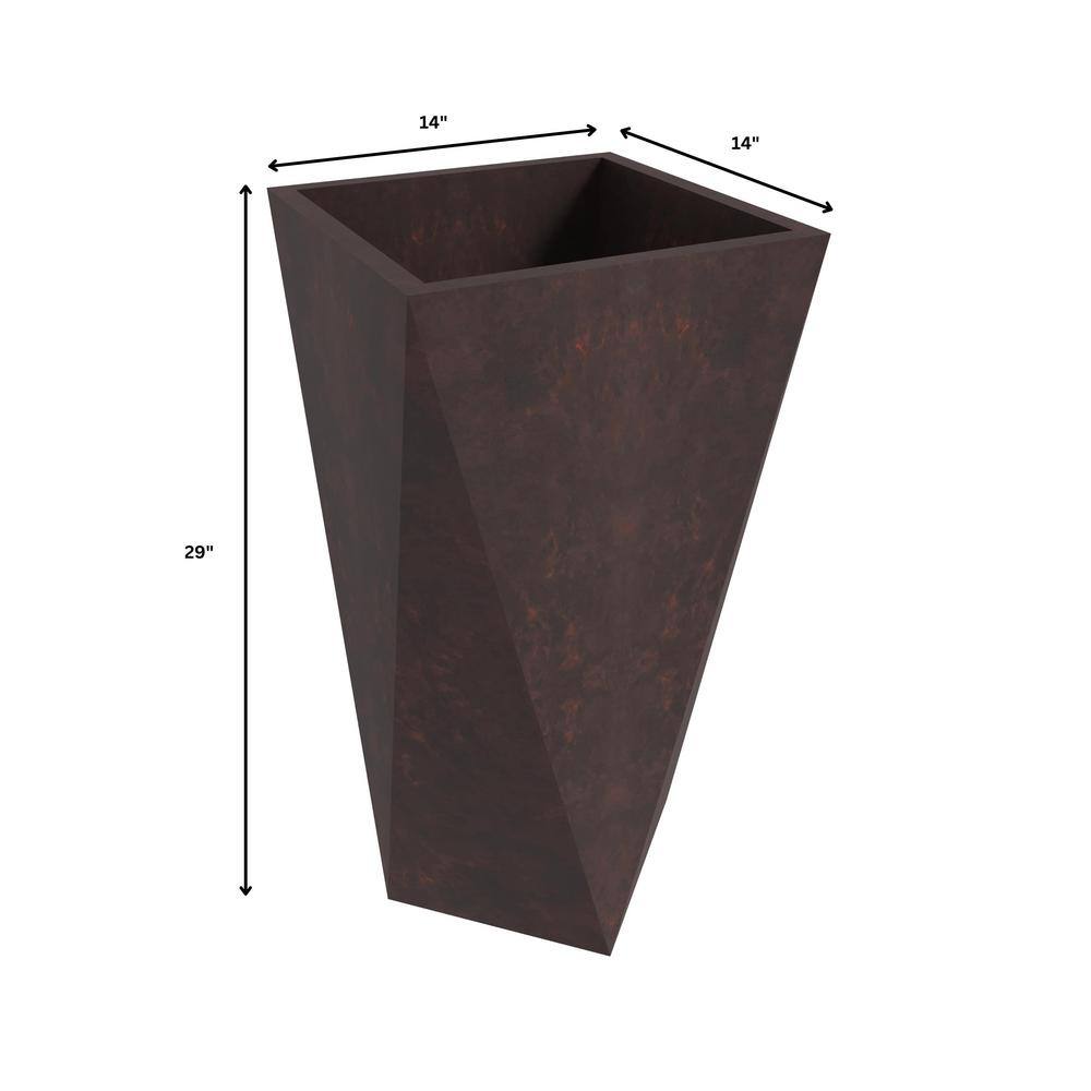 Leisuremod Aloe Fiberstone and MGO Clay Planter Set Modern Tapered Square Planter Pot for Indoor and Outdoor (Brown) (3-Piece) AP24-29-35BR