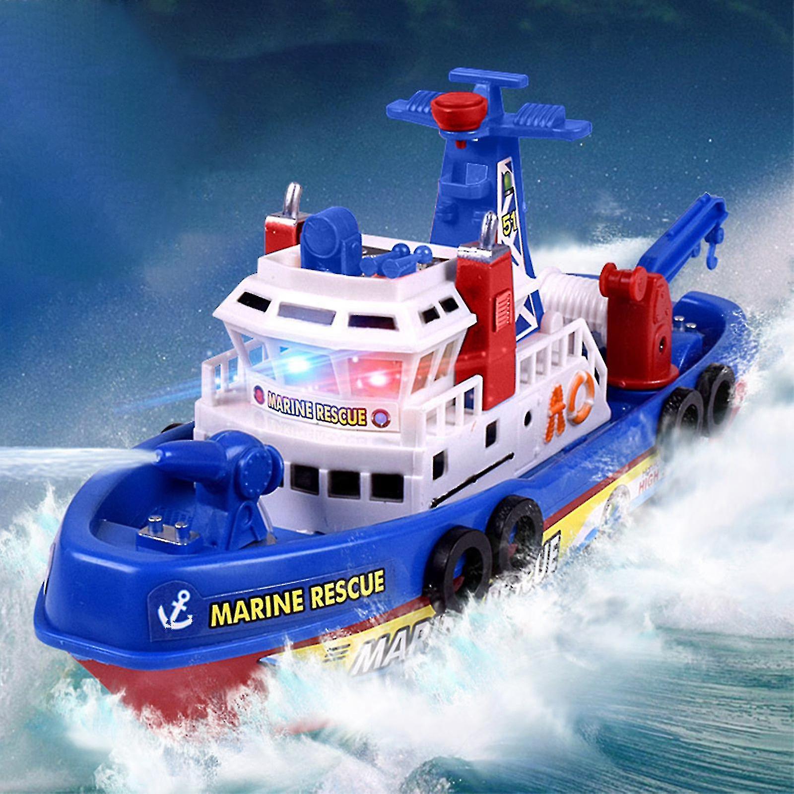 Children's Electric Fire Boats Creative Music Water Jet Model Toy Boats Electric Fire Baby Bath Toys Led Flashing Light Music Toy