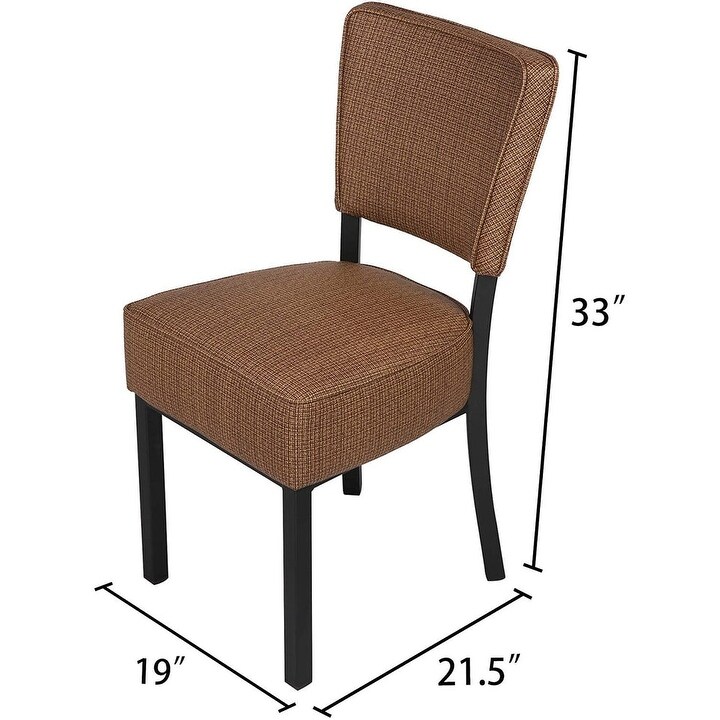 Classic Dining Chair Set of 2  with Stainless Steel Legs  PU Leather High Back Side Chair  Coffee   21.5\