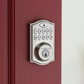 Kwikset Z-Wave SmartCode Satin Nickel Single Cylinder Keypad Electronic Deadbolt featuring Juno HallCloset Knob 91415 J15