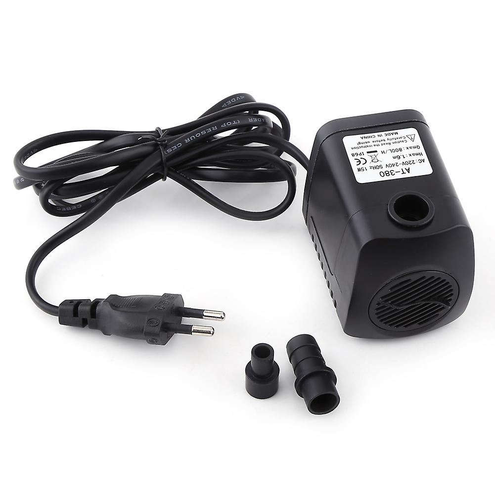 1pc Plastic 220v 15w 800l/h Fountain Air Fish Tank Aquarium Water Submersible Pump Black