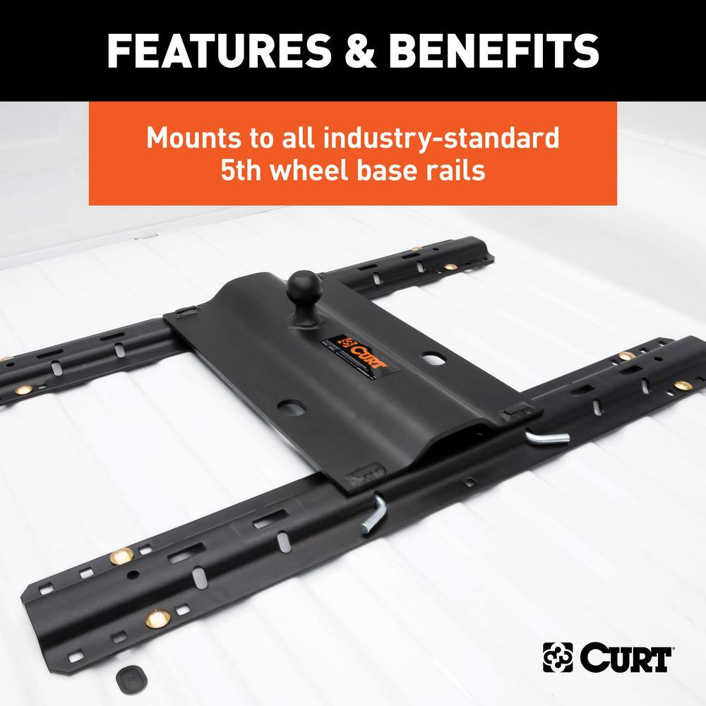 CURT Bent Plate 5th Wheel Rail Gooseneck Hitch with Ball Offset 3