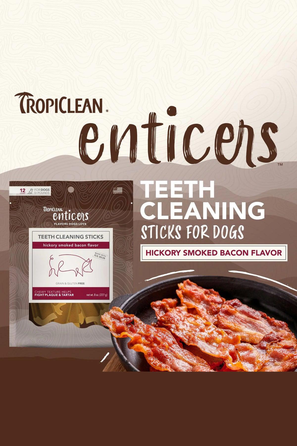 TropiClean Enticers Hickory Smoked Bacon Dog Dental Sticks