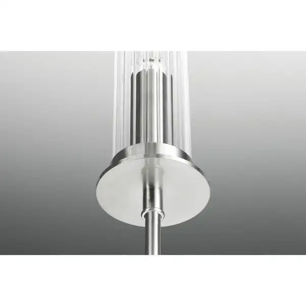 Rainey Collection 6-Light Brushed Nickel Clear Fluted Ribbed Glass Modern Chandelier Light - N/A