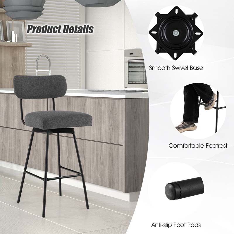 2 Pcs 360° Swivel Bar Stools 29