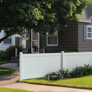 Veranda Pro Series 5 in. x 5 in. x 6 ft. White Vinyl Woodbridge Routed End Fence Post 144752