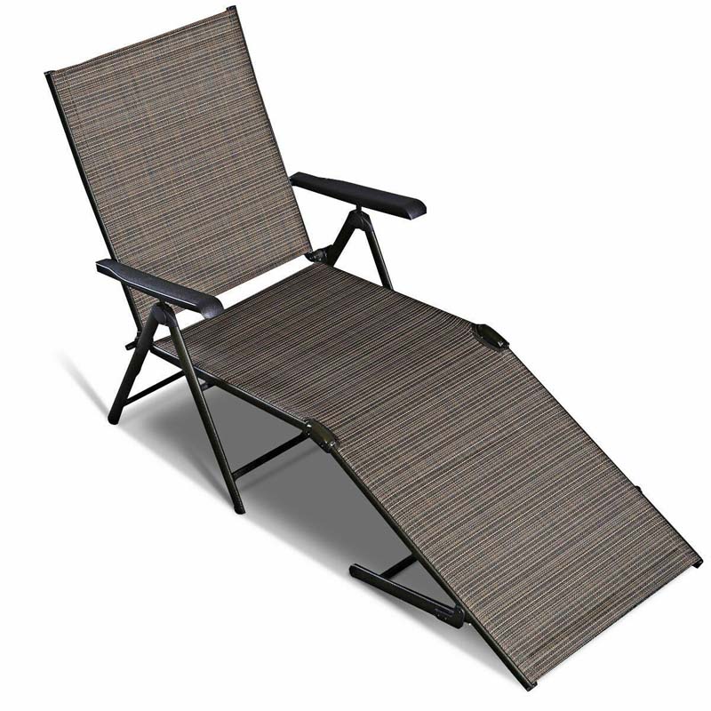 2 Pcs Folding Pool Lounger Weatherproof 5-Position Outdoor Chaise Lounge Chair for Lawn Patio Garden Beach