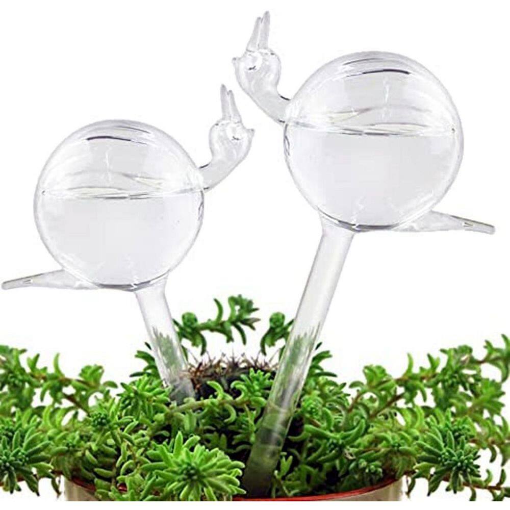 Plant Watering Ball Hand Blown Clear Glass Watering Ball for Indoor and Outdoor Plants 2 Snails B07MW84KJH