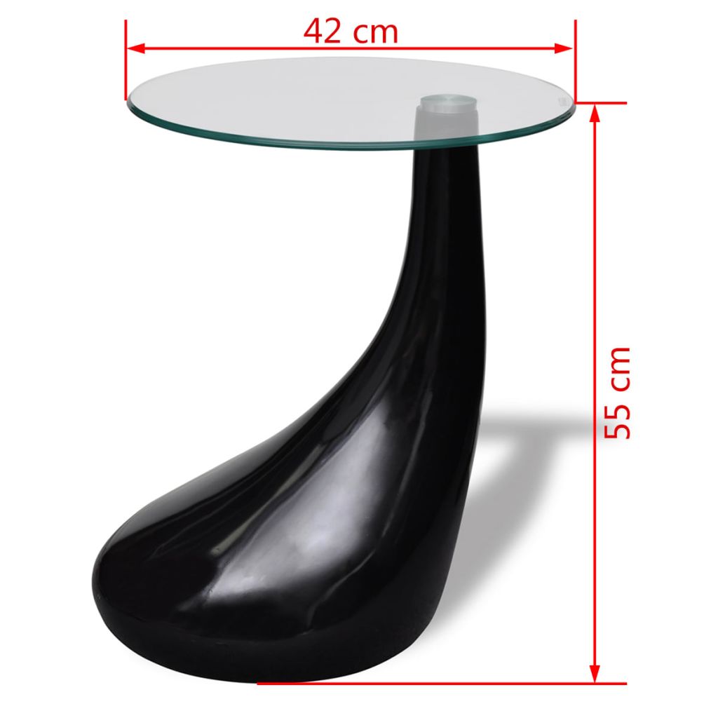 Tomshine Coffee Table with Round Glass Top High Gloss Black