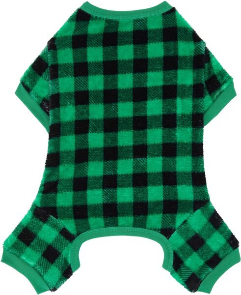 Frisco Dog and Cat Cozy Plush Fleece PJs， Green Plaid