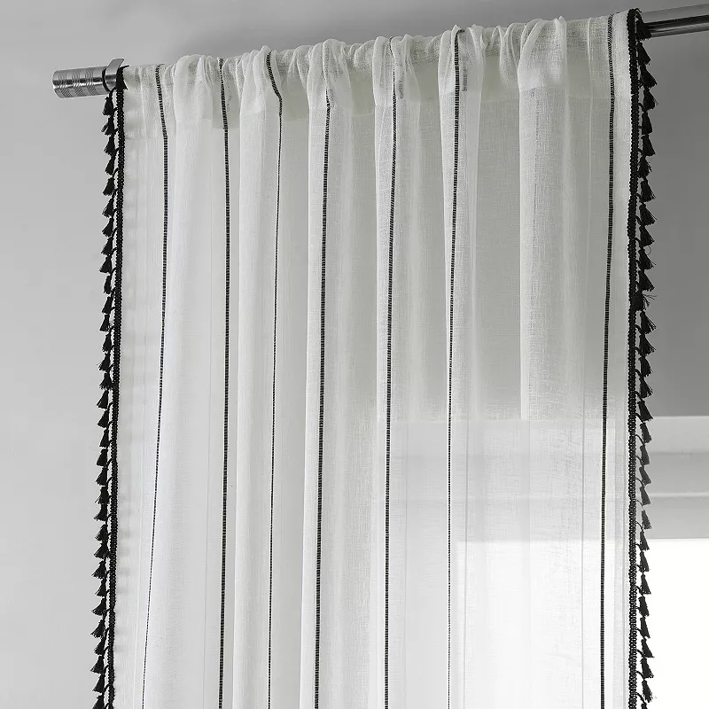 EFF Campane Patterned Faux Linen Sheer Window Curtain Panel