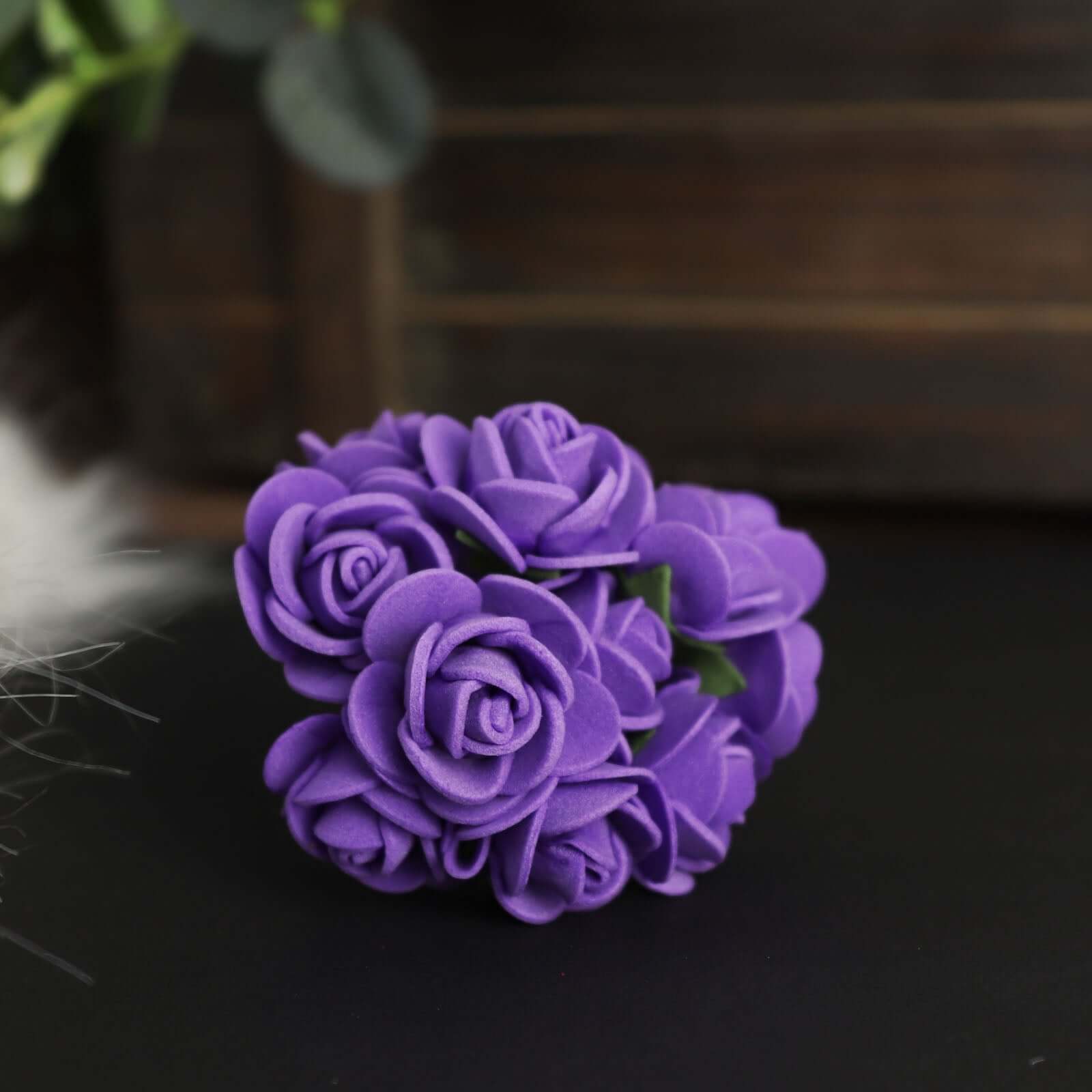 48 Roses Purple Real Touch Artificial DIY Foam Rose Flowers With Stem, Craft Rose Buds 1