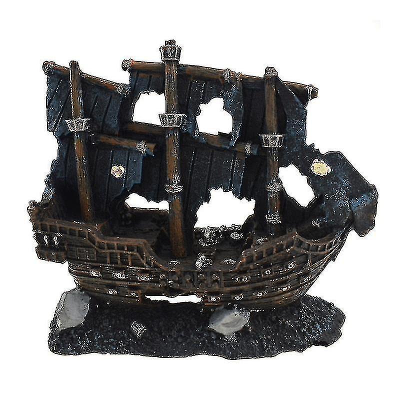 Resin Pirate Ship Decoration Aquarium Beautification Fish Tank Decoration Shipwreck Decoration Ship