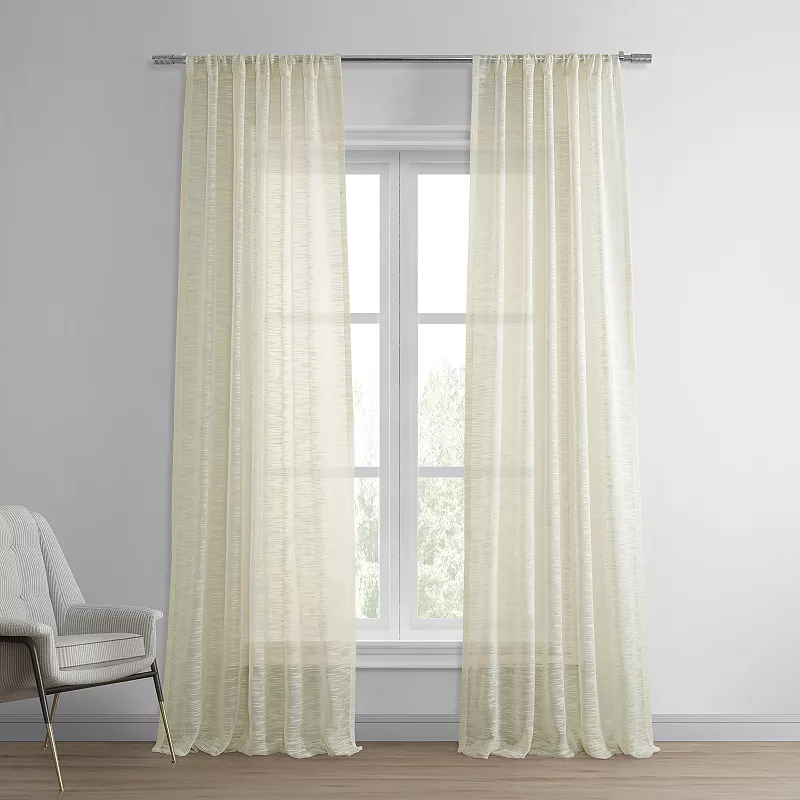 EFF 1-Panel Solid Open-Weave Sheer Window Curtain