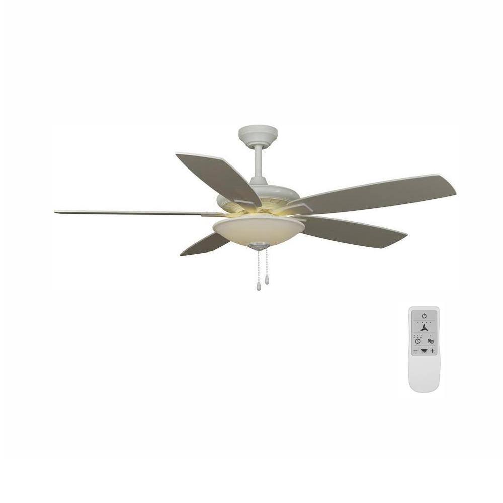 Hampton Bay Menage 52 in. Integrated LED White Ceiling Fan with Light Kit and Remote Control Works with Google and Alexa 14603W