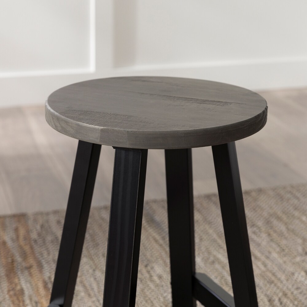 Middlebrook Round 24 inch Distressed Solid Wood Counter Stool