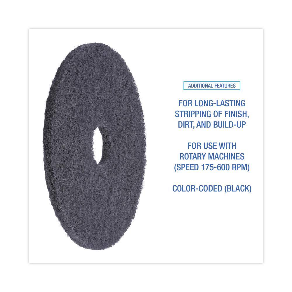 Boardwalk 16in. Diameter Black Stripping Floor Pads (5-Pack) BWK4016BLA