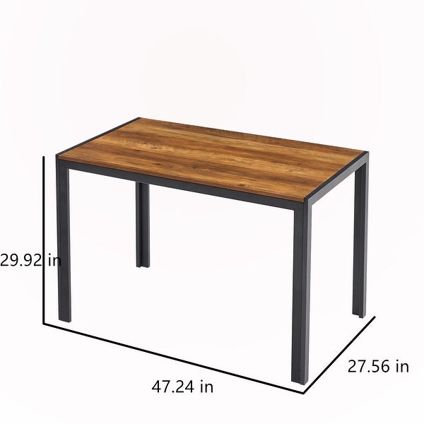 Wooden Top Black Metal Shelf Dining Table