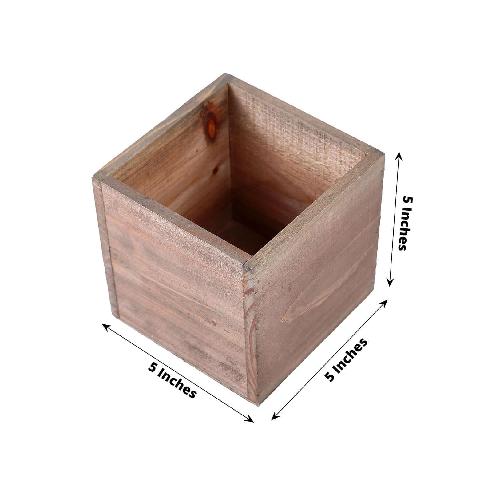 2 Pack Natural Square Wood Planter Box Set With Removable Plastic Liners 5