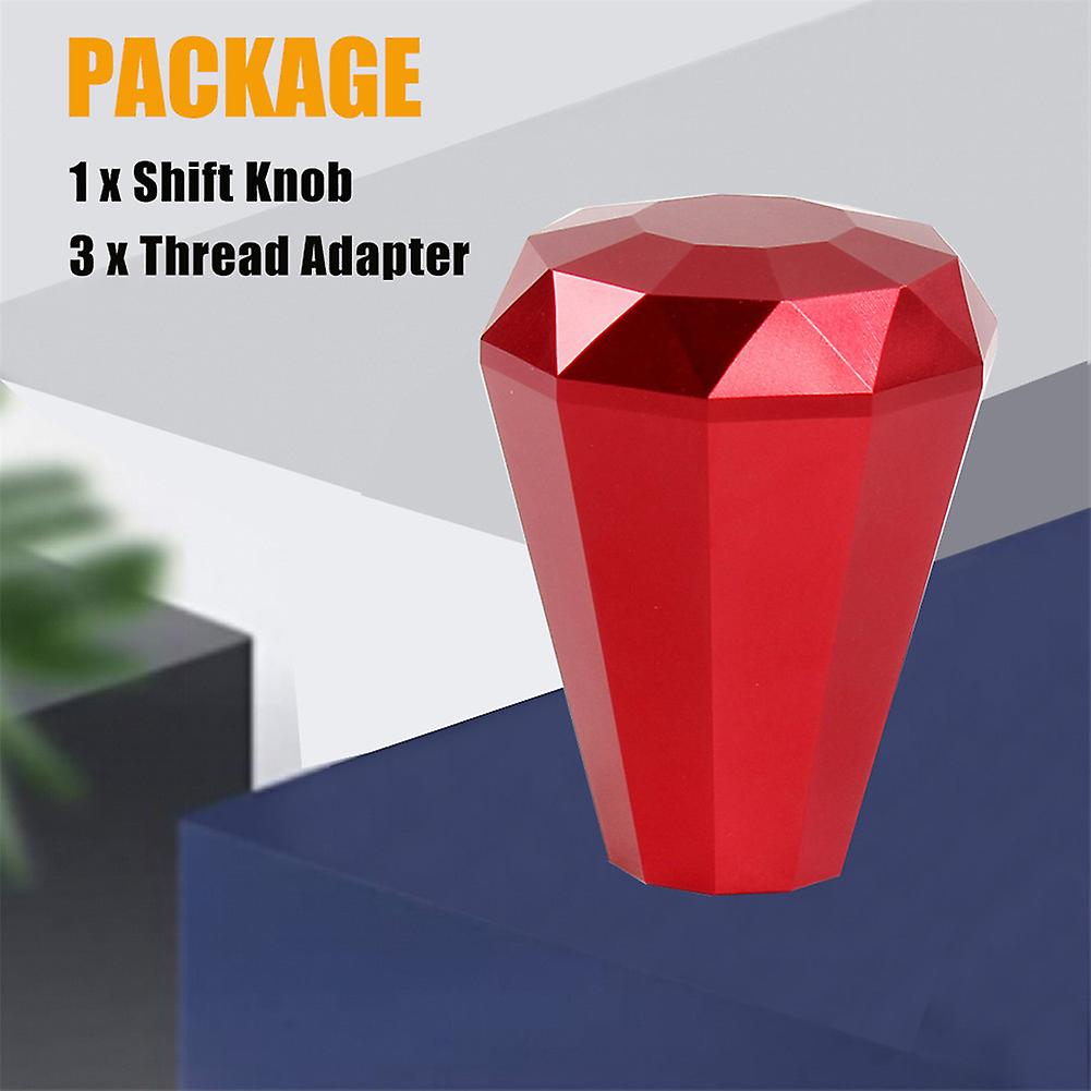 Universal Shift Knob Head 8/10/12mm Aluminum Alloy Diamond Shape Manual Gear Lever Shift Head Car Modification Accessories Red