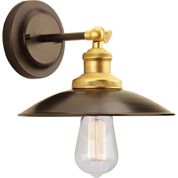 Progress Lighting Archives 1 light Adjustable Swivel Wall Sconce Antique Bronze Natural Brass Shade Included