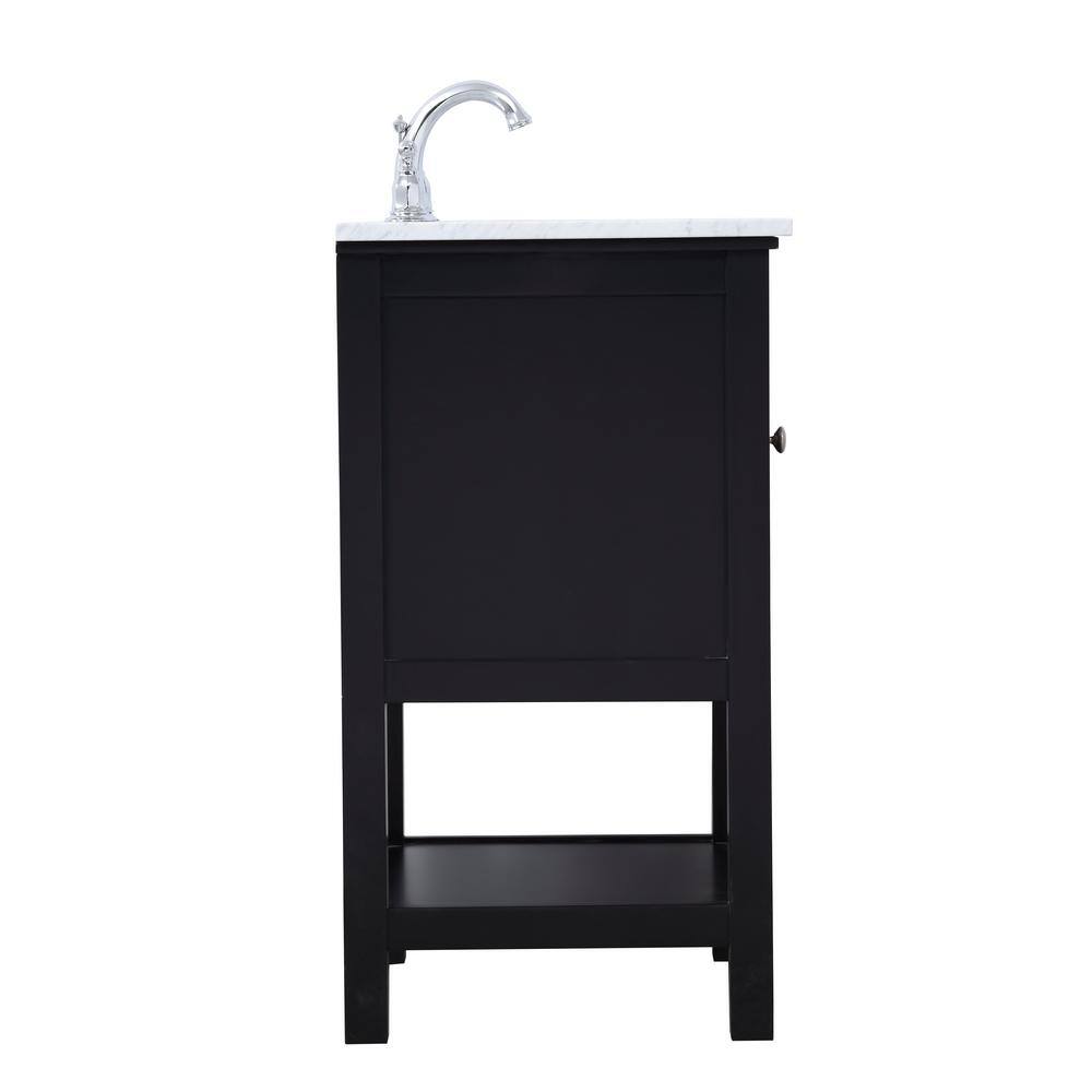 Timeless Home Gina 19 in. W x 18.38 in. D x 33.75 in. H Single Bathroom Vanity in Black with Carrara White Marble TH54019Black