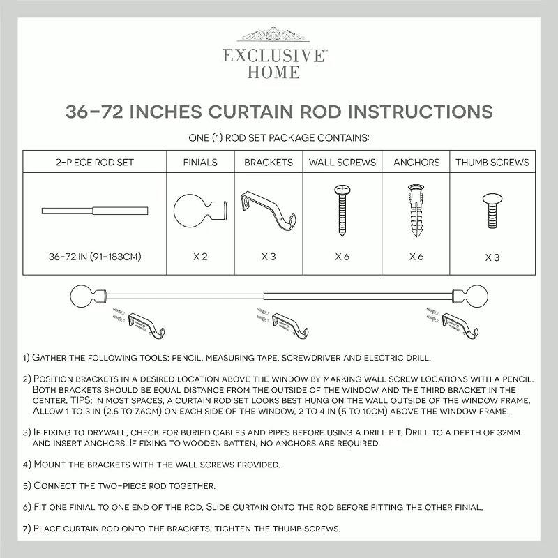 Exclusive Home Acanthus 1 Window Curtain Rod and Finial Set