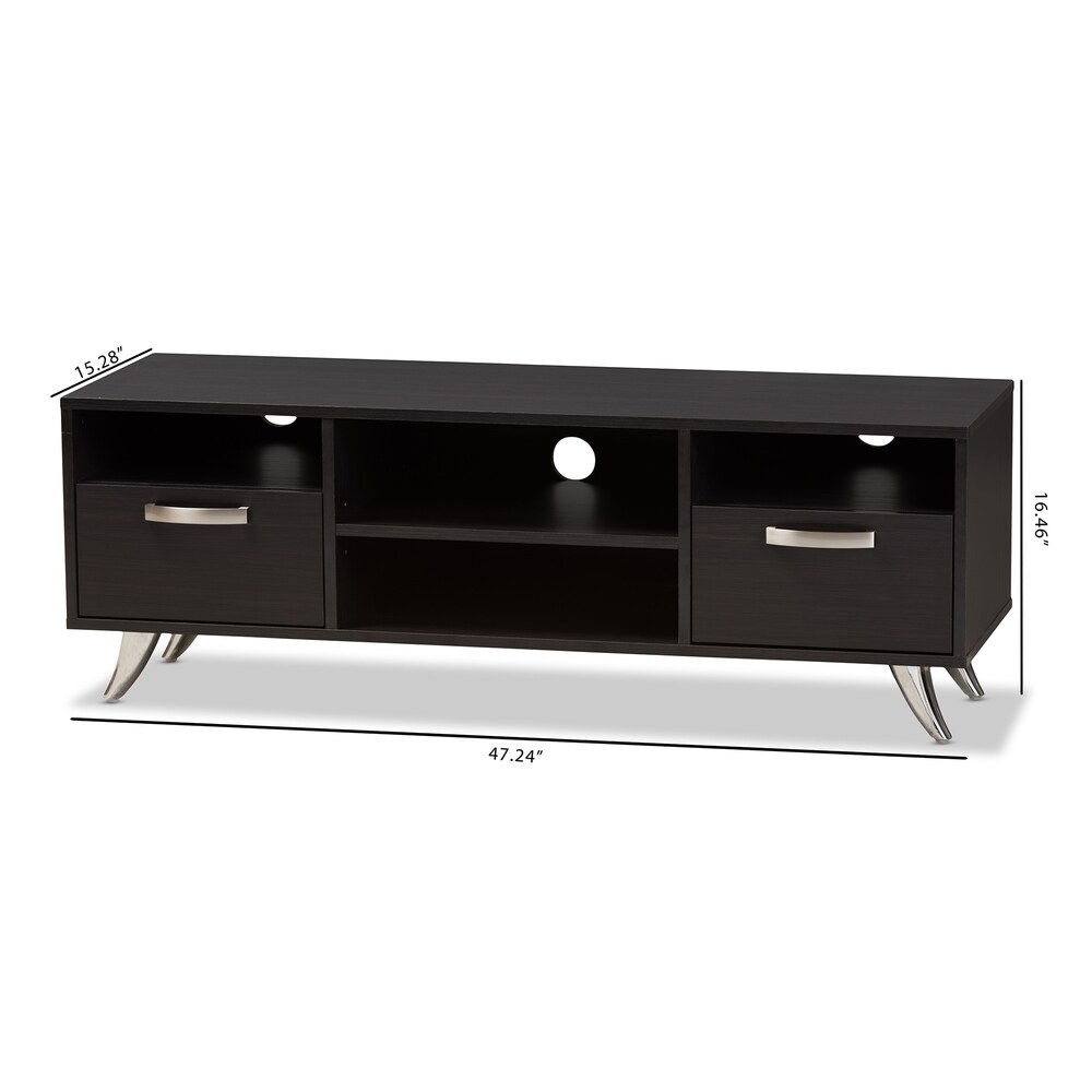 Contemporary Dark Brown Finished Wood TV Stand by Baxton Studio