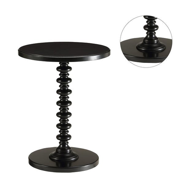 Round Top Side Table Turned Pedestal Base In Black