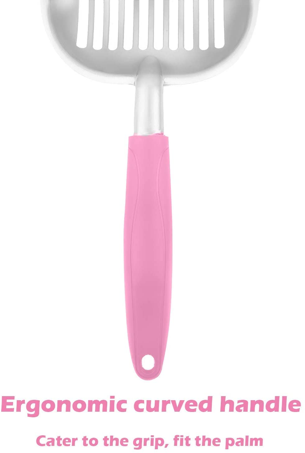 Cat Litter Scoop， Metal， Rubber Handle， Pink