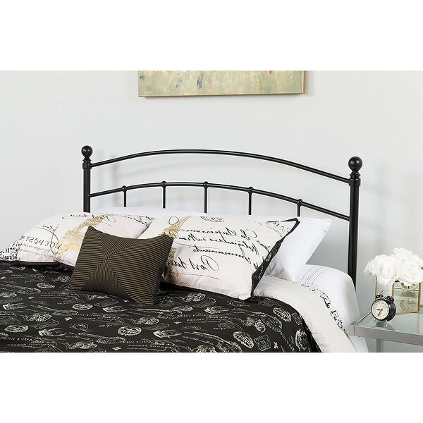 Full size Classic Black Metal Headboard with Round Posts - - 29083795