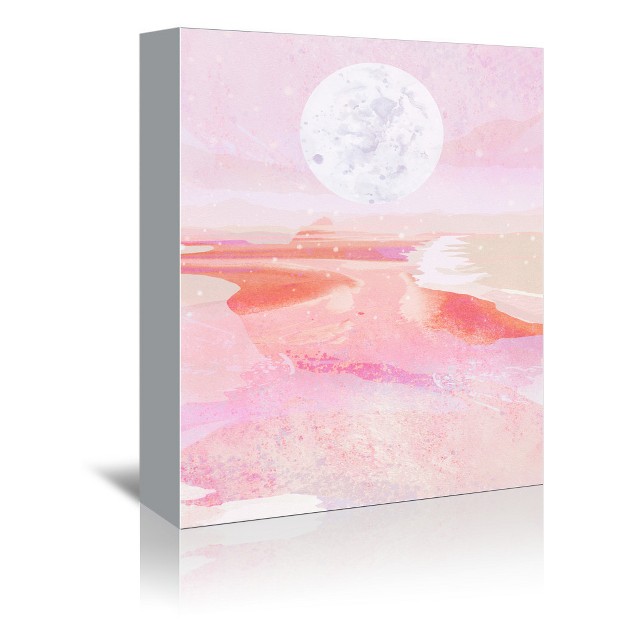 Americanflat Modern Neutral Pink Moonrise By Louise Robinson Canvas Wrapped Canvas