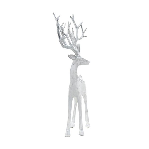 Seasonal Abode Carved Standing Deer with Silver Foil