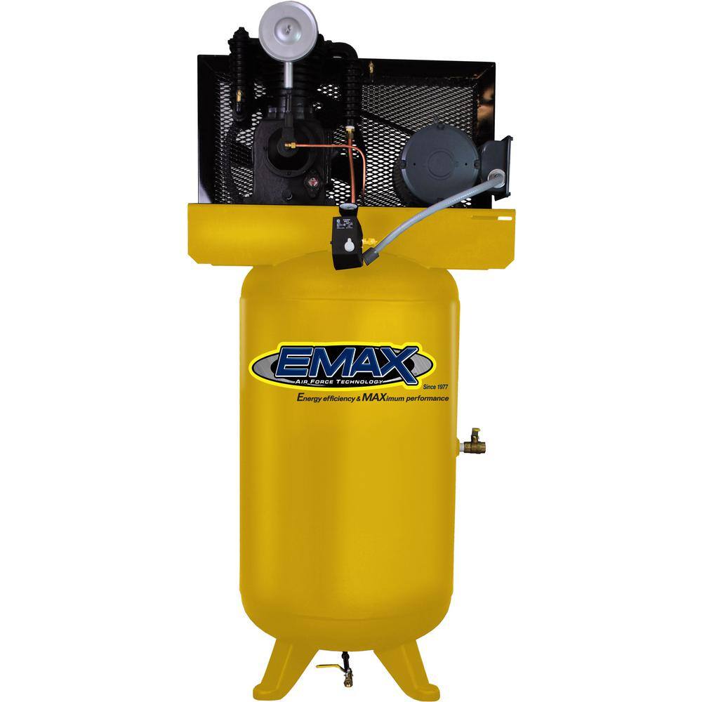 EMAX Industrial Series 80 Gal. 5 HP 1-Phase Electric Air Compressor with pressure lubricated pump HI05V080I1