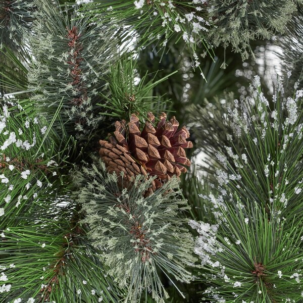 Snowy Pine and Mixed Needle 7foot Artificial Christmas Tree w/Pinecones by Christopher Knight Home