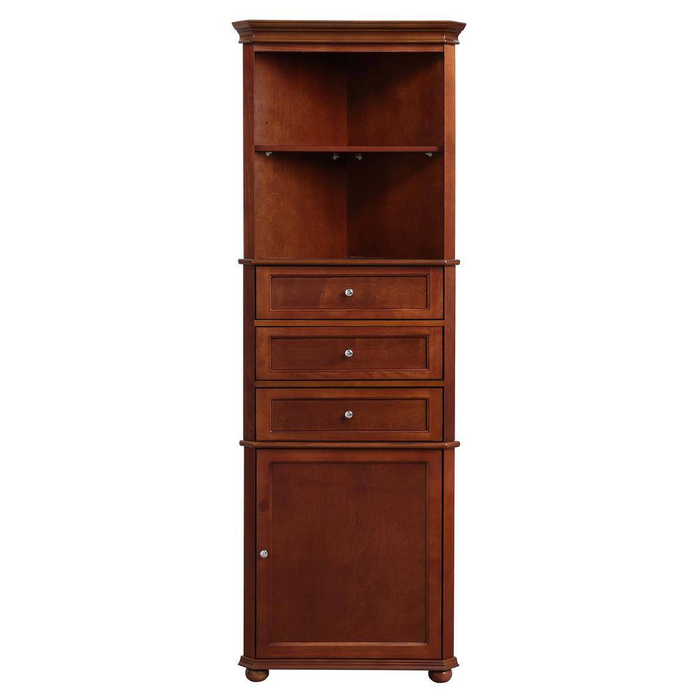 Home Decorators Collection Hampton Harbor 23 in. W x 12 in. D x 67-12 in. H Corner Linen Cabinet in Sequoia BF-21893-SQ