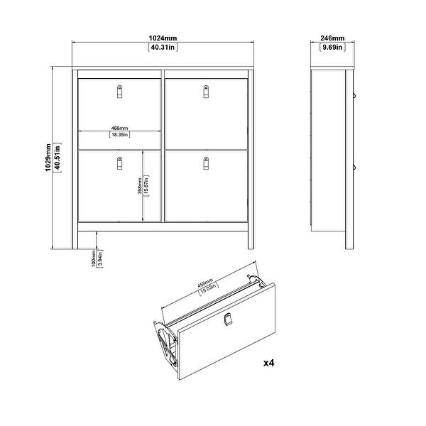 Porch and Den Madrid 4-Drawer Shoe Cabinet - - 33673581