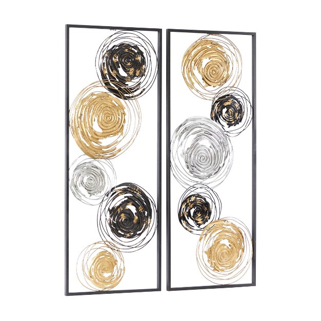 Set Of 2 Metal Abstract Wall Decors Black Olivia amp May