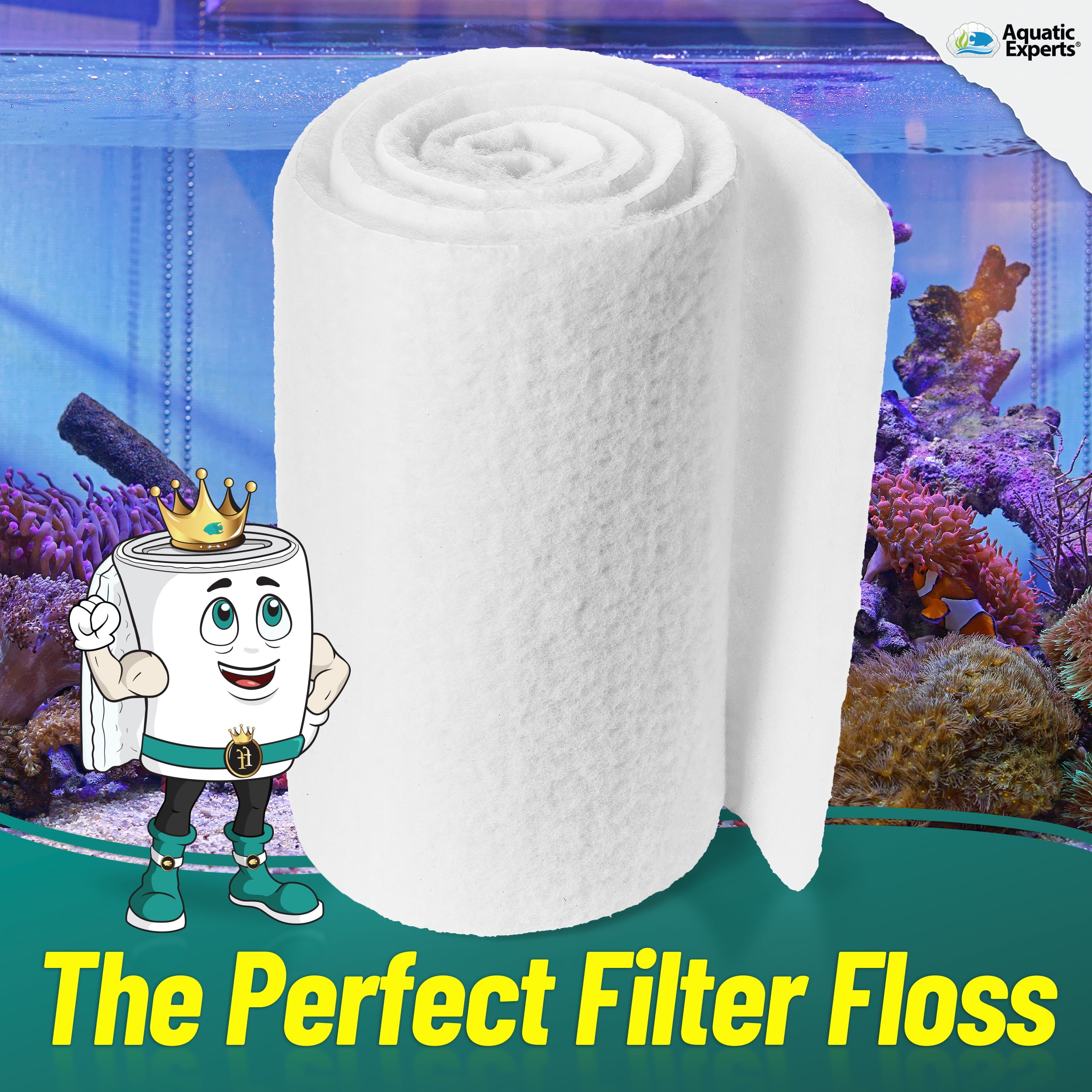 Aquatic Experts - FilterFirst Aquarium Filter Pad， Premium True Dual Density Filter Media Roll， 12'' by 72'' x .75''