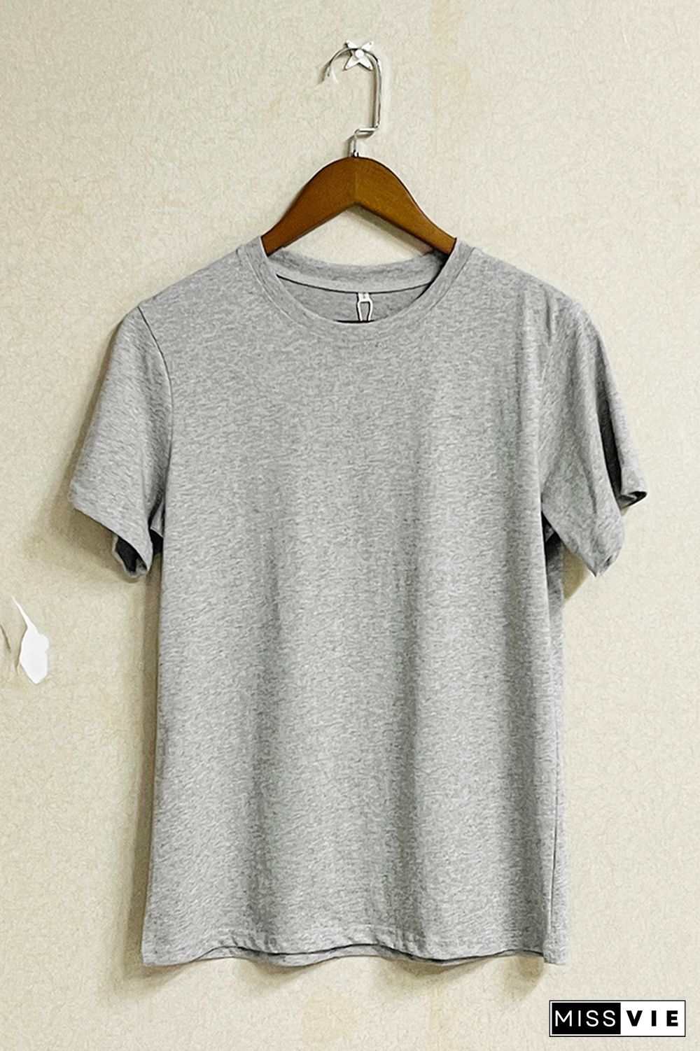 Solid Color O-neck Short Sleeve Tee Wholesale