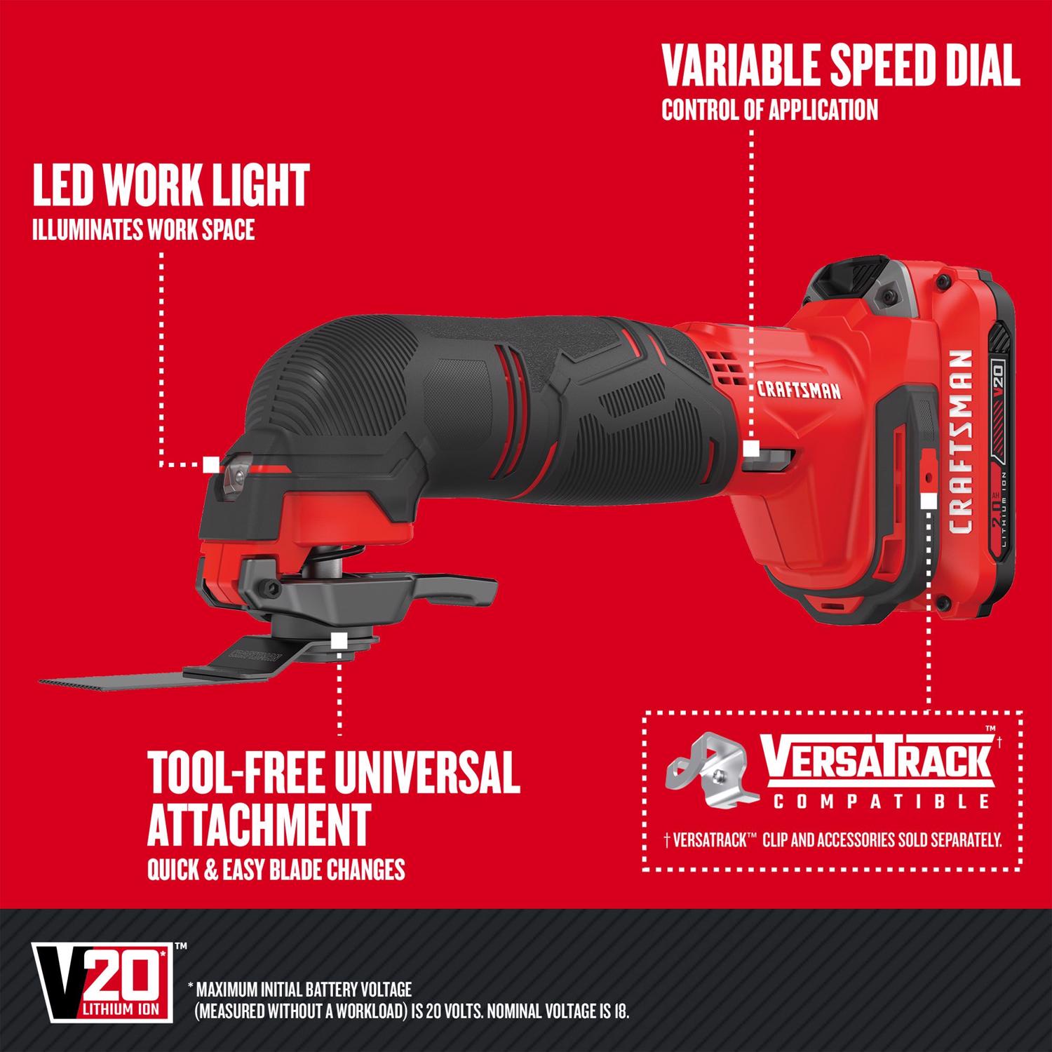 Craftsman 20 V Cordless Brushed 5 Tool Combo Kit