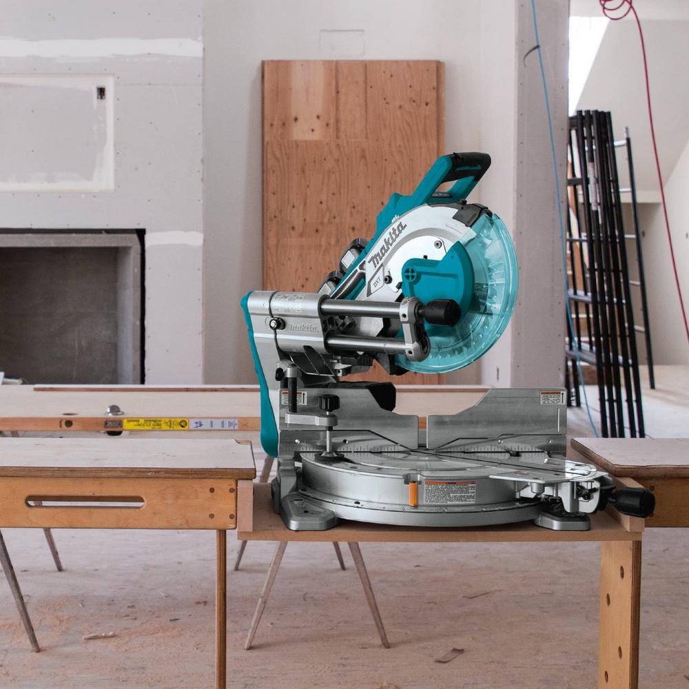 Makita 18V 5.0Ah X2 LXT Lithium-Ion (36V) Brushless Cordless 10 in. Dual-Bevel Sliding Compound Miter Saw with Laser Kit XSL06PT