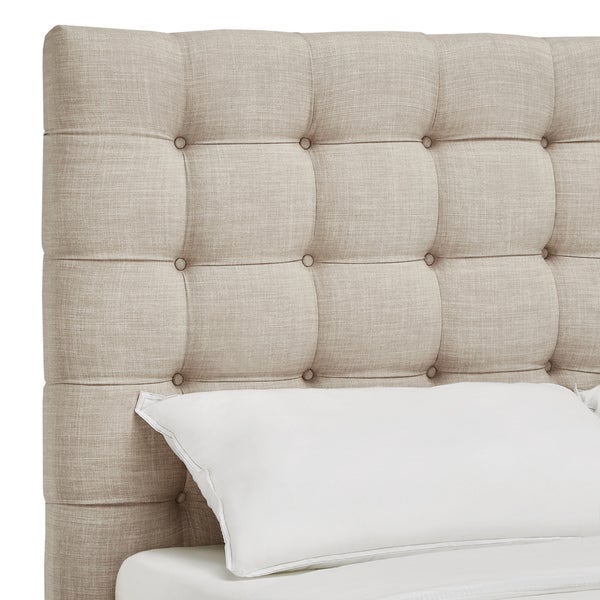 Briella Button Tufted Linen Upholstered Headboard iNSPIRE Q Modern - - 13620207