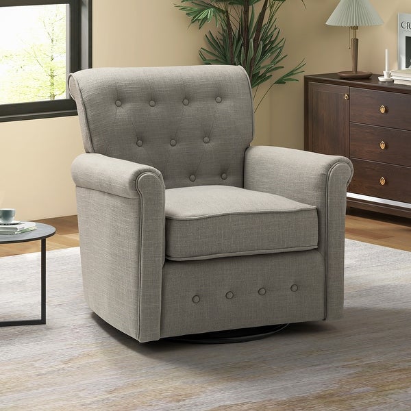 Hermaphroditus Comfy Swivel Armchair with Metal Base by HULALA HOME