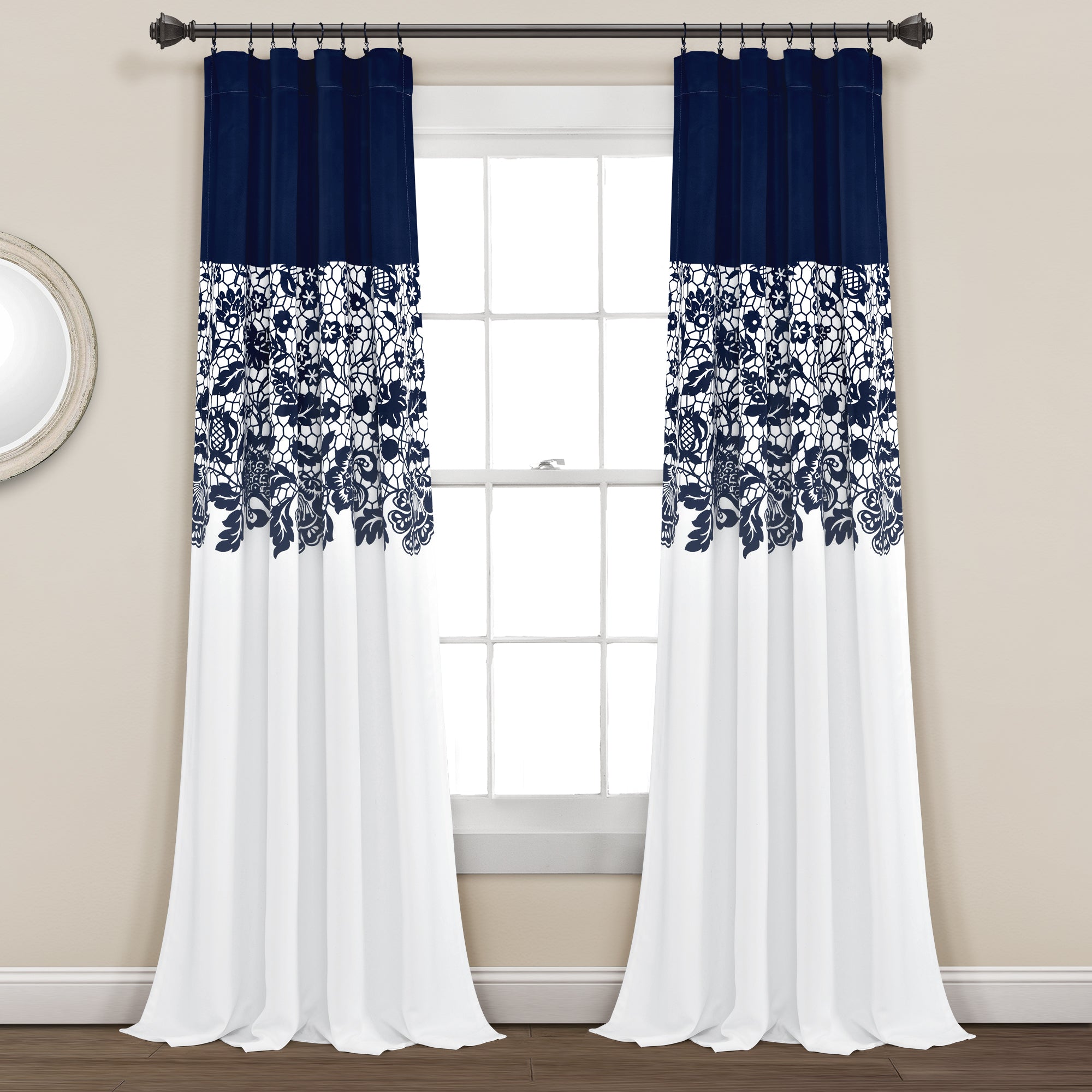 Estate Garden Print Room Darkening Window Curtain Set