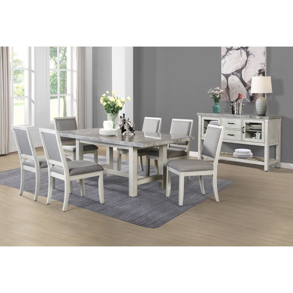 The Gray Barn Cardella Marble Top 78 Inch Dining Table