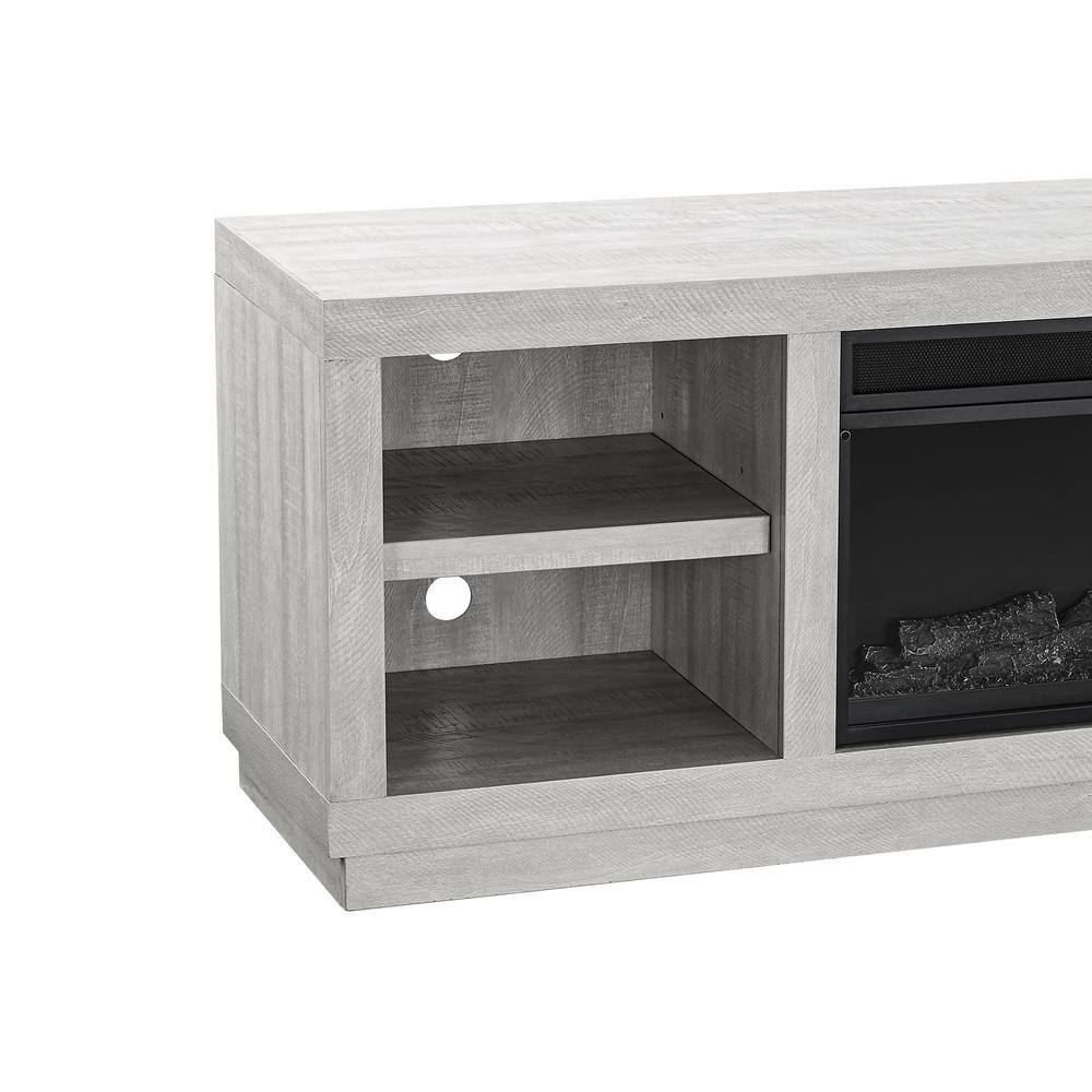 FESTIVO 77 in. Freestanding Electric Fireplace TV Stand in Saw Cut Off White FTS21220