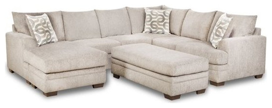 Franklin 2 Piece Sectional with Accent Pillows in Cream   Transitional   Sectional Sofas   by Homesquare  Houzz