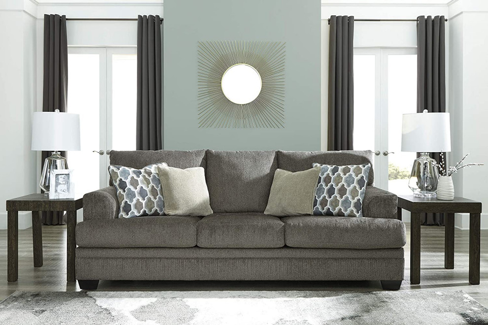 Contemporary Sofa  Oversized Cushioned Seat With Flared Armrests  Slate Gray   Transitional   Sofas   by Decor Love  Houzz